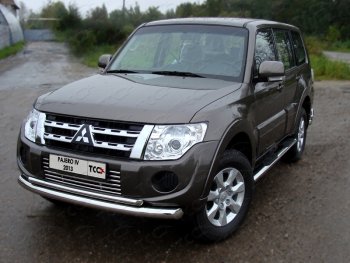 23 999 р. Защита переднего бампера нижняя d76,1*42,4 мм ТСС Тюнинг  Mitsubishi Pajero  4 V90 (2011-2015) 1-ый рестайлинг (нержавейка)  с доставкой в г. Омск. Увеличить фотографию 1