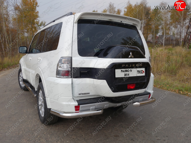 22 999 р. Защита задняя (уголки, нержавейка 76,1 мм) ТСС Тюнинг  Mitsubishi Pajero  4 V90 (2014-2020) 2-ой рестайлинг  с доставкой в г. Омск