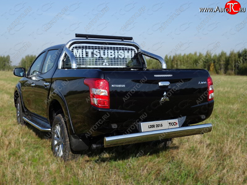 18 999 р. Защита задняя (центральная 120х60 мм) ТСС Тюнинг Mitsubishi L200 5 KK,KL дорестайлинг (2015-2019) (центральная)  с доставкой в г. Омск