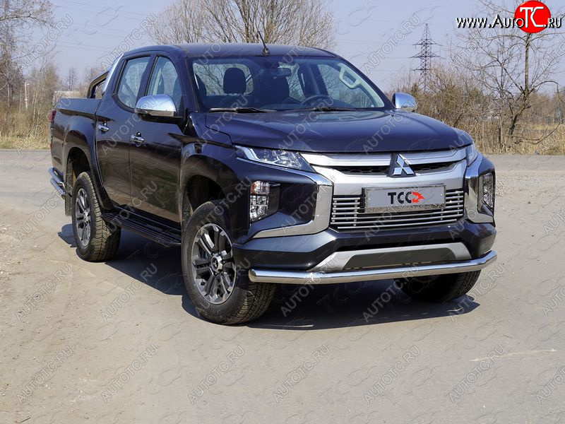 20 499 р. Защита переднего бампера нижняя 76,1 мм ТСС Тюнинг Mitsubishi L200 5 KK,KL рестайлинг (2018-2022) (нержавейка)  с доставкой в г. Омск