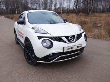 14 999 р. Защита переднего бампера кенгурин 42,4 мм ТСС Тюнинг  Nissan Juke  1 YF15 (2014-2020) рестайлинг (нержавейка)  с доставкой в г. Омск. Увеличить фотографию 1