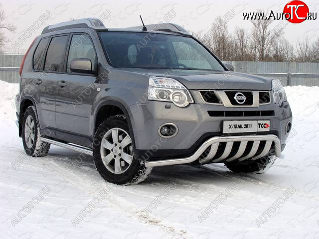 29 999 р. Защита переднего бампера нижняя 60,3*75 мм ТСС Тюнинг  Nissan X-trail  2 T31 (2010-2015) рестайлинг (нержавейка)  с доставкой в г. Омск