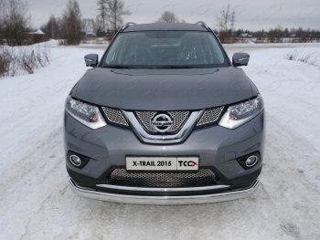 Защита переднего бампера нижняя овальная 75х42 мм ТСС Тюнинг Nissan (Нисан) X-trail (Х-трейл)  3 T32 (2013-2018) 3 T32 дорестайлинг  (нержавейка)