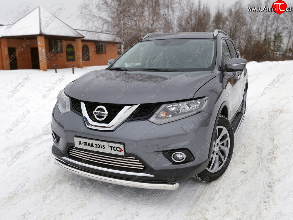 14 999 р. Защита передняя нижняя короткая 60,3 мм ТСС Тюнинг  Nissan X-trail  3 T32 (2013-2018) дорестайлинг (нержавейка)  с доставкой в г. Омск