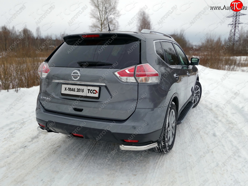 18 699 р. Защита заднего бампера (уголки, d60,3 мм) TCC  Nissan X-trail  3 T32 (2013-2018) дорестайлинг  с доставкой в г. Омск