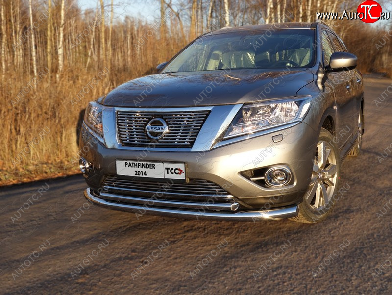 29 999 р.  Защита передняя нижняя двойная 76,1*50,8 мм Тюнинг  Nissan Pathfinder  R52 (2012-2017) дорестайлинг (нержавейка)  с доставкой в г. Омск