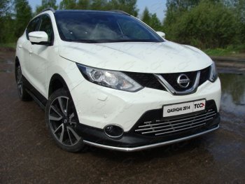 14 999 р. Защита переднего бампера нижняя 42,4 мм ТСС Тюнинг  Nissan Qashqai  2 (2013-2019) J11 дорестайлинг (нержавейка)  с доставкой в г. Омск. Увеличить фотографию 1