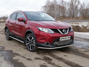 16 549 р. Защита переднего бампера нижняя 42,4 мм ТСС Тюнинг  Nissan Qashqai  2 (2013-2019) J11 дорестайлинг (нержавейка)  с доставкой в г. Омск. Увеличить фотографию 1