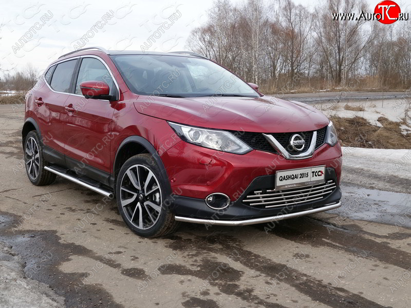 16 549 р. Защита переднего бампера нижняя 42,4 мм ТСС Тюнинг  Nissan Qashqai  2 (2013-2019) J11 дорестайлинг (нержавейка)  с доставкой в г. Омск