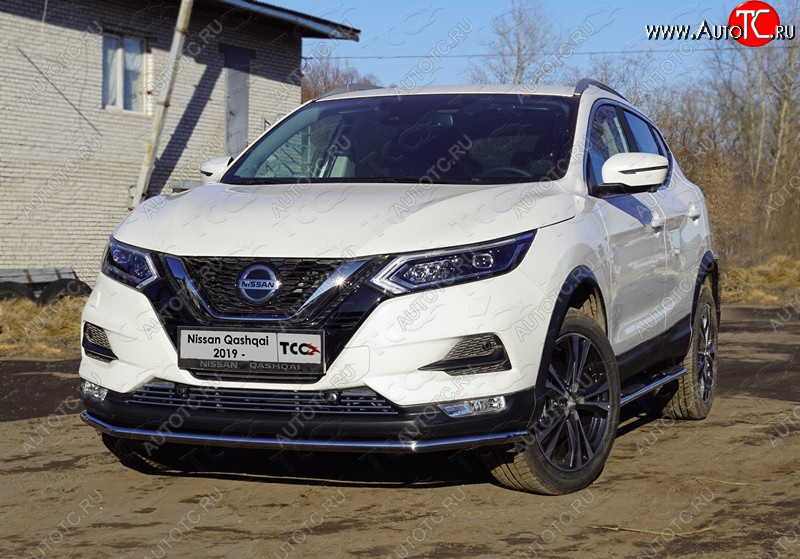 17 799 р. Защита переднего бампера нижняя 42,4 мм ТСС Тюнинг  Nissan Qashqai  2 (2017-2022) J11 рестайлинг (нержавейка)  с доставкой в г. Омск