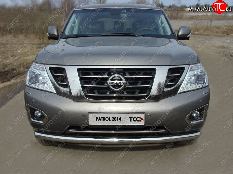 29 999 р. Защита переднего бампера нижняя 76,1 мм ТСС тюнинг  Nissan Patrol  6 (2014-2017) Y62 рестайлинг (нержавейка)  с доставкой в г. Омск