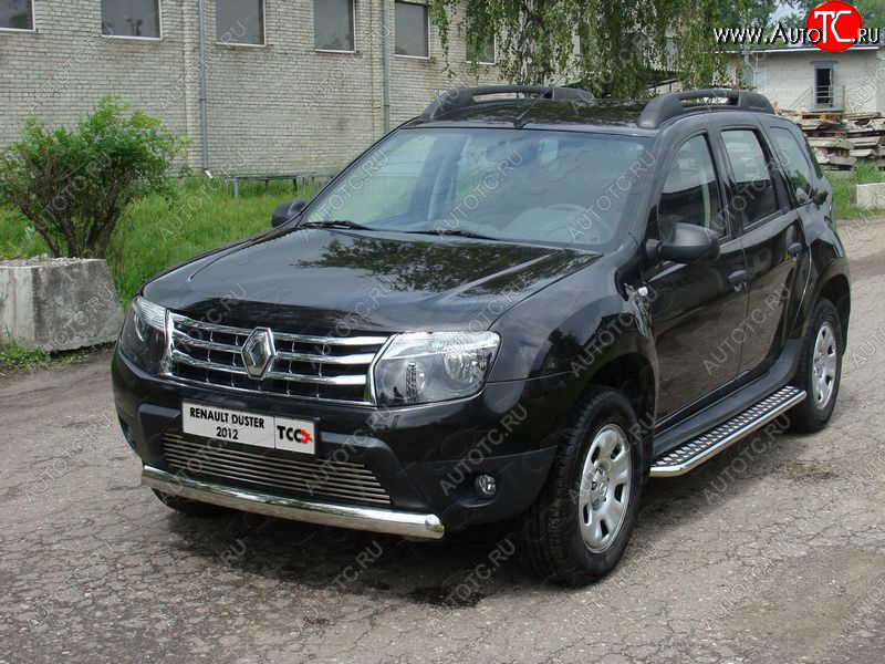 16 299 р. Защита передняя овальная короткая 75х42 мм ТСС Тюнинг  Renault Duster  HS (2010-2015) дорестайлинг (нержавейка)  с доставкой в г. Омск