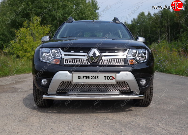 14 999 р. Защита переднего бампера нижняя d60,3 мм ТСС Тюнинг  Renault Duster  HS (2015-2021) рестайлинг (нержавейка)  с доставкой в г. Омск