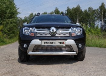 Защита переднего бампера нижняя овальная 75х42 мм ТСС Тюнинг Renault (Рено) Duster (Дастер)  HS (2015-2021) HS рестайлинг  (нержавейка)