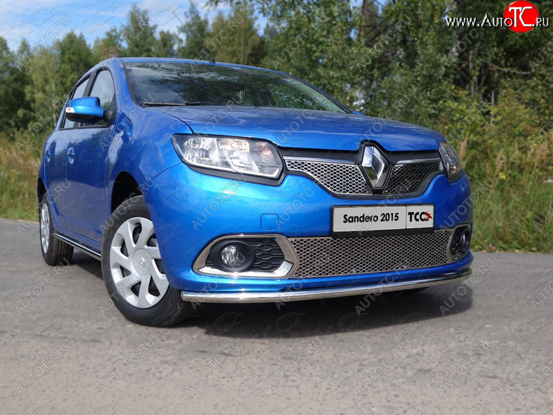 10 499 р. Защита переднего бампера нижняя d42,4 мм ТСС Тюнинг  Renault Sandero  (B8) (2014-2018) дорестайлинг (нержавейка)  с доставкой в г. Омск