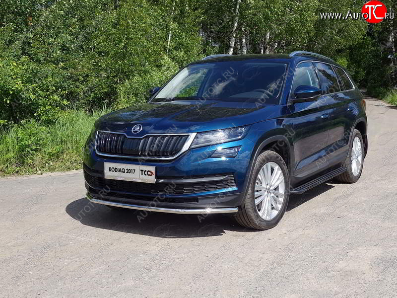 16 899 р. Защита переднего бампера нижняя d42,4 мм ТСС Тюнинг Skoda Kodiaq NU7 дорестайлинг (2017-2021) (нержавейка)  с доставкой в г. Омск