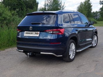 Защита заднего бампера (уголки, d42,4 мм) TCC Skoda (Шкода) Kodiaq (Кодиак)  NU7 (2017-2021) NU7 дорестайлинг