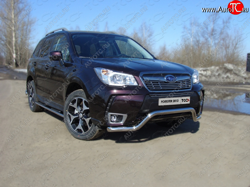 19 549 р. Защита переднего бампера кенгурин 60,3 мм ТСС Тюнинг  Subaru Forester  SJ (2012-2016) дорестайлинг (нержавейка)  с доставкой в г. Омск