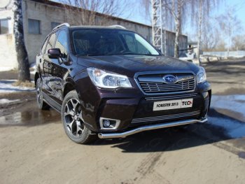 20 999 р. Защита переднего бампера нижняя d60,3 мм ТСС Тюнинг  Subaru Forester  SJ (2012-2016) дорестайлинг (нержавейка)  с доставкой в г. Омск. Увеличить фотографию 1