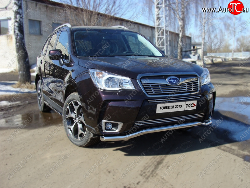 20 999 р. Защита переднего бампера нижняя d60,3 мм ТСС Тюнинг  Subaru Forester  SJ (2012-2016) дорестайлинг (нержавейка)  с доставкой в г. Омск