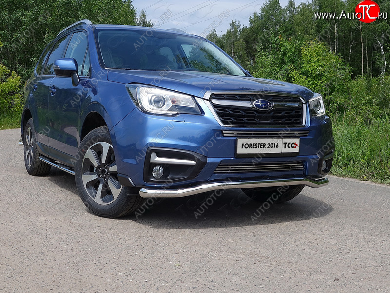 21 799 р. Защита переднего бампера нижняя d60,3 мм ТСС Тюнинг Subaru Forester SJ рестайлинг (2016-2019) (нрежавейка)  с доставкой в г. Омск