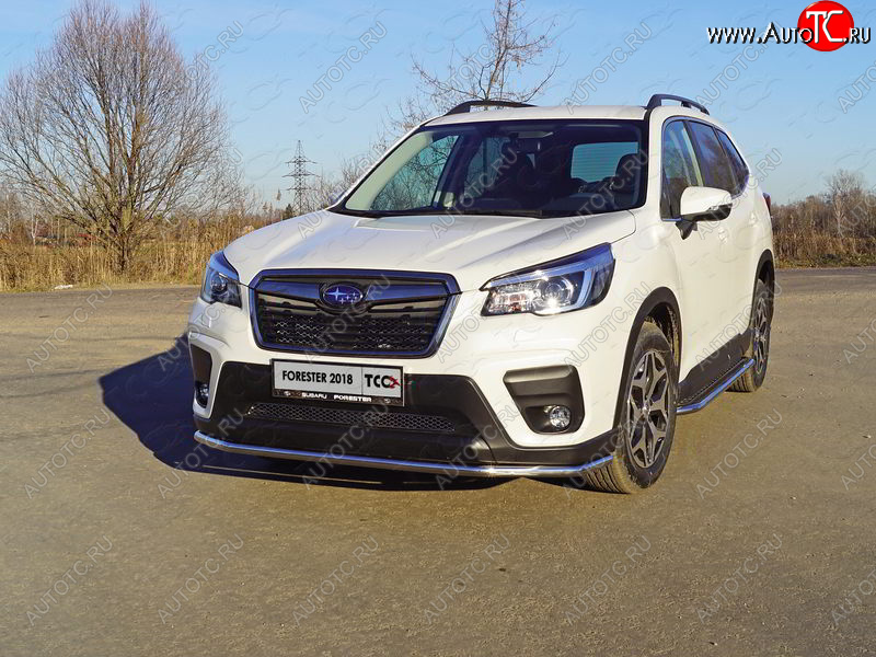 20 999 р. Защита переднего бампера нижняя d42,4 мм ТСС Тюнинг  Subaru Forester  SK/S14 (2018-2021) дорестайлинг (нержавейка)  с доставкой в г. Омск