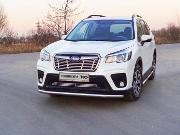 22 599 р. Защита переднего бампера нижняя d60,3 мм ТСС Тюнинг  Subaru Forester  SK/S14 (2018-2021) дорестайлинг (нержавейка)  с доставкой в г. Омск. Увеличить фотографию 1