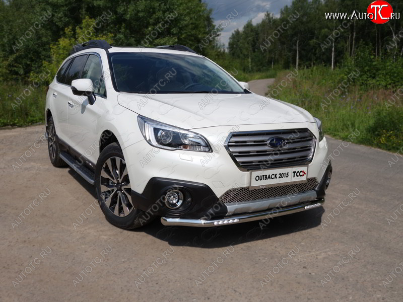 38 999 р. Защита переднего бампера нижняя с ДХО 60,3 мм ТСС Тюнинг  Subaru Outback  BS/B15 (2014-2018) дорестайлинг универсал (нержавейка)  с доставкой в г. Омск