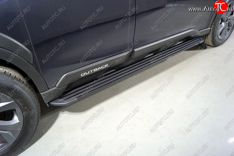 21 349 р. Пороги алюминиевые Slim Line ТСС Тюнинг  Subaru Outback  BT (2019-2024) универсал (Black)  с доставкой в г. Омск