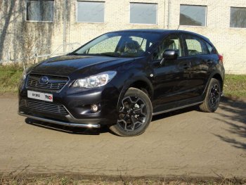 13 399 р. Защита переднего бампера нижняя d42,4 мм ТСС Тюнинг  Subaru XV  GP/G33 (2012-2016) дорестайлинг (нержавейка)  с доставкой в г. Омск. Увеличить фотографию 1