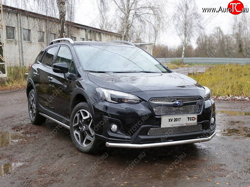 17 999 р. Защита переднего бампера нижняя d60,3 мм ТСС Тюнинг Subaru XV GT/G24 дорестайлинг (2017-2021) (нержавейка)  с доставкой в г. Омск