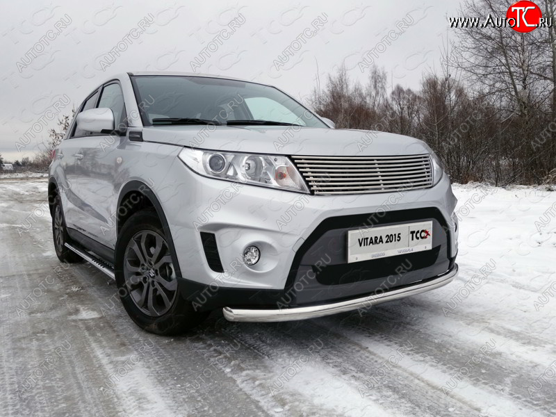 16 549 р. Защита переднего бампера нижняя d60,3 мм ТСС Тюнинг  Suzuki Vitara  LY (2015-2019) дорестайлинг (нержавейка)  с доставкой в г. Омск