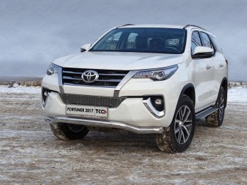 28 599 р. Защита переднего бампера волна d76,1 мм ТСС Тюнинг  Toyota Fortuner  AN160 (2015-2020) дорестайлинг (нержавейка)  с доставкой в г. Омск. Увеличить фотографию 1