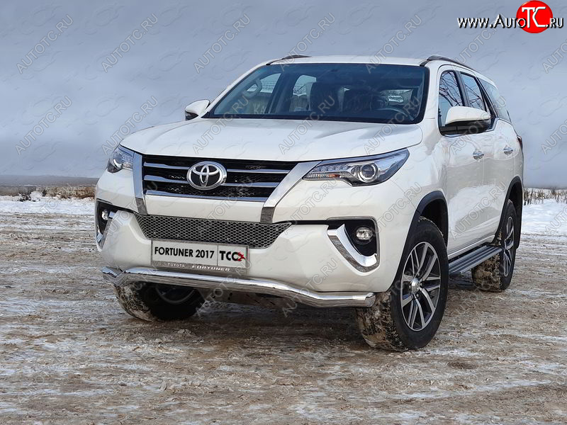 28 599 р. Защита переднего бампера волна d76,1 мм ТСС Тюнинг  Toyota Fortuner  AN160 (2015-2020) дорестайлинг (нержавейка)  с доставкой в г. Омск