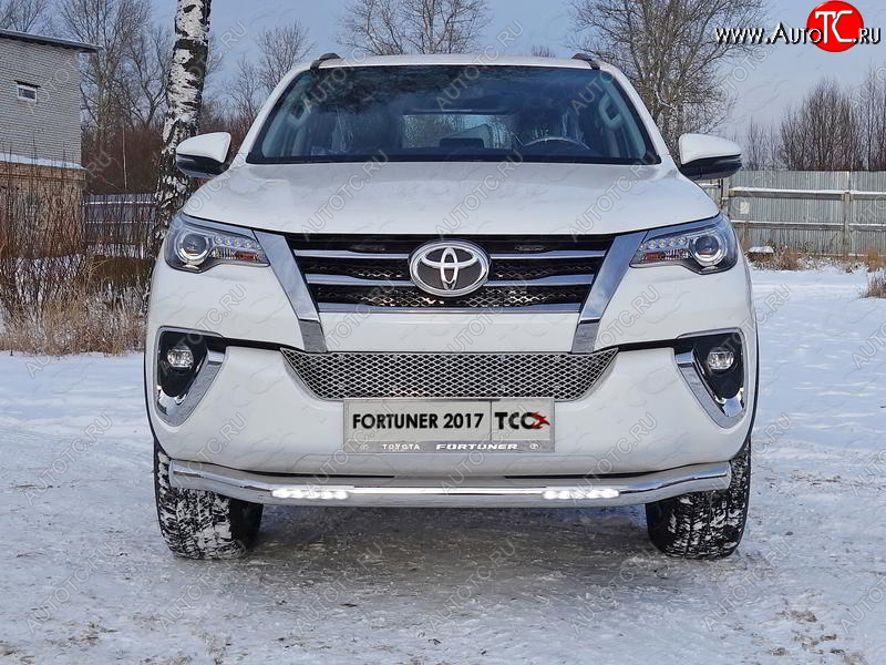 40 649 р. Защита переднего бампера нижняя с ДХО 76,1 мм ТСС Тюнинг  Toyota Fortuner  AN160 (2015-2020) дорестайлинг (нержавейка)  с доставкой в г. Омск