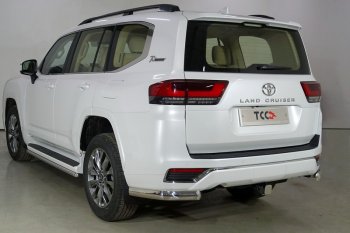 Защита задняя (уголки овальные 75х42 мм) ТСС Тюнинг Toyota (Тойота) Land Cruiser (Лэнд)  J300 (2021-2024) J300 дорестайлинг  (уголки овальные)