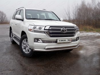 37 649 р. Защита передняя нижняя двойная 76,1*75 мм кроме EXECUTIVE ТСС Тюнинг  Toyota Land Cruiser  200 (2015-2021) 2-ой рестайлинг (нержавейка)  с доставкой в г. Омск. Увеличить фотографию 1