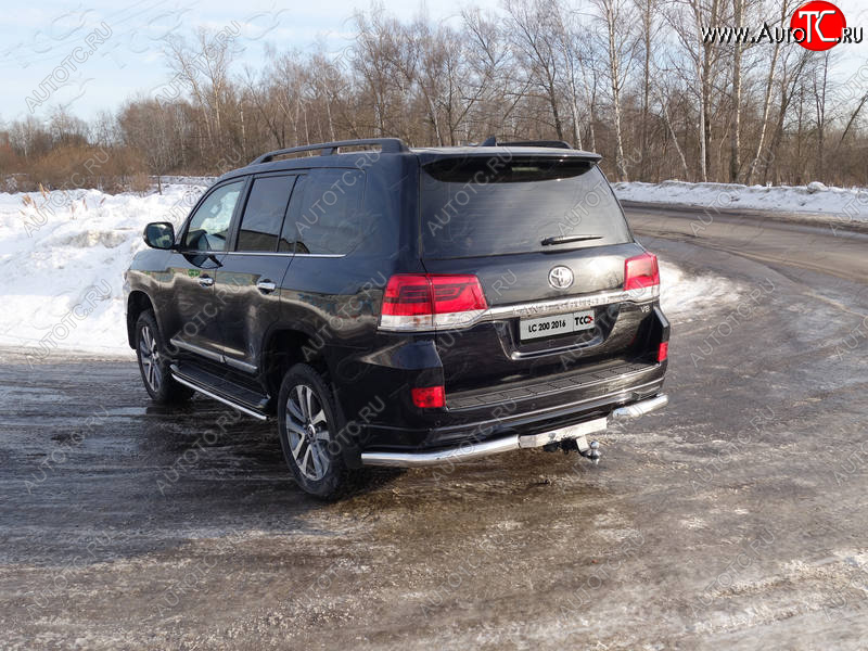 21 799 р. Защита задняя (уголки, нержавейка 76,1 мм) ТСС Тюнинг  Toyota Land Cruiser  200 (2015-2021) 2-ой рестайлинг  с доставкой в г. Омск