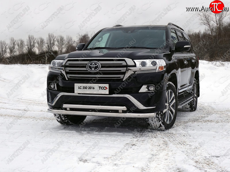 37 649 р. Защита передняя нижняя двойная 76,1*60,3 мм EXECUTIVE Тюнинг  Toyota Land Cruiser  200 (2015-2021) 2-ой рестайлинг (нержавейка)  с доставкой в г. Омск