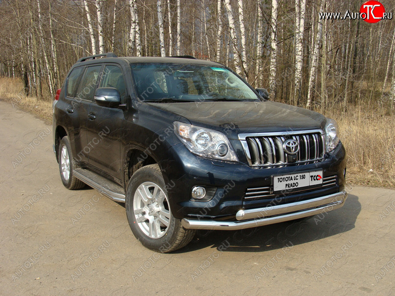 37 649 р. Защита переднего бампера нижняя d76,1*75 мм ТСС Тюнинг  Toyota Land Cruiser Prado  J150 (2009-2013) дорестайлинг (нержавейка)  с доставкой в г. Омск