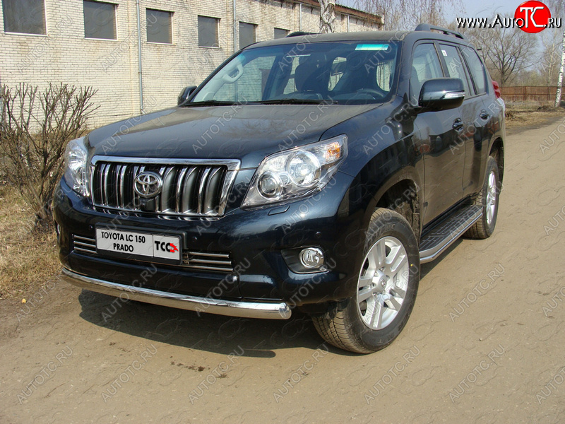 24 999 р. Защита переднего бампера нижняя 75*42 мм ТСС Тюнинг  Toyota Land Cruiser Prado  J150 (2009-2013) дорестайлинг (нержавейка)  с доставкой в г. Омск