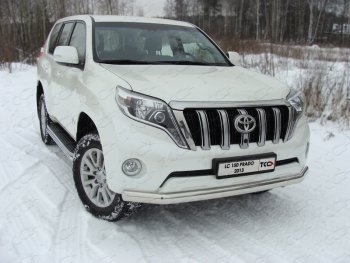 28 299 р. Защита переднего бампера нижняя 75*42 мм ТСС Тюнинг  Toyota Land Cruiser Prado  J150 (2013-2017) 1-ый рестайлинг (нержавейка)  с доставкой в г. Омск. Увеличить фотографию 1