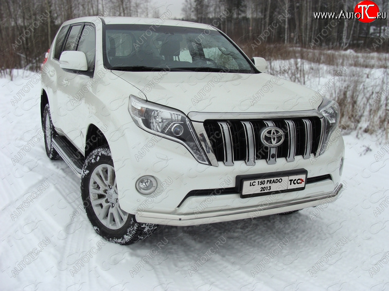 28 299 р. Защита переднего бампера нижняя 75*42 мм ТСС Тюнинг  Toyota Land Cruiser Prado  J150 (2013-2017) 1-ый рестайлинг (нержавейка)  с доставкой в г. Омск