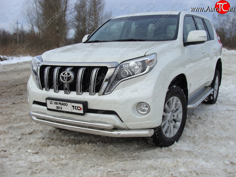 38 949 р. Защита переднего бампера нижняя d76,1*50,8 мм ТСС Тюнинг  Toyota Land Cruiser Prado  J150 (2013-2017) 1-ый рестайлинг (нержавейка)  с доставкой в г. Омск