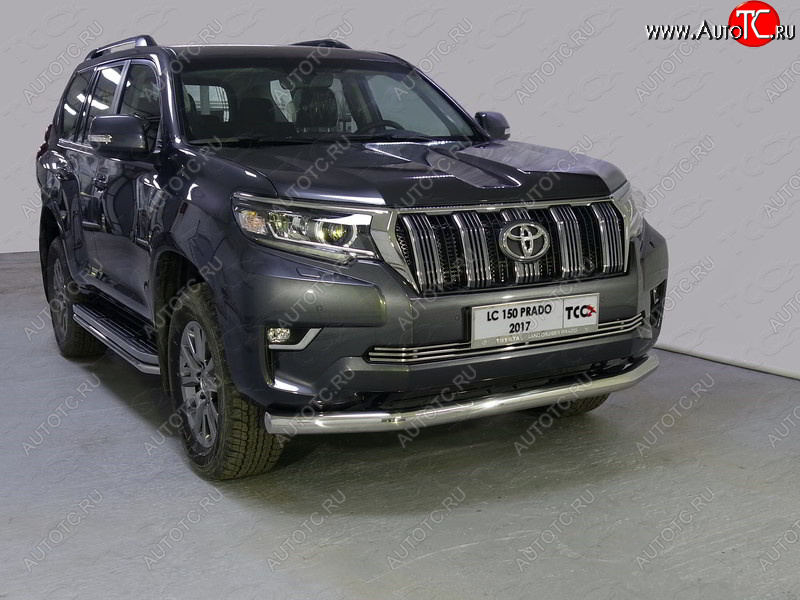 26 499 р. Защита переднего бампера нижняя 76,1 мм ТСС Тюнинг  Toyota Land Cruiser Prado  J150 (2017-2020) 2-ой рестайлинг (нержавейка)  с доставкой в г. Омск