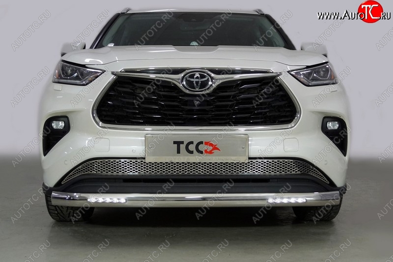 45 999 р. Защита передняя нижняя овальная с ДХО 75х42 мм ТСС Тюнинг  Toyota Highlander  XU70 (2020-2024) (нержавейка)  с доставкой в г. Омск