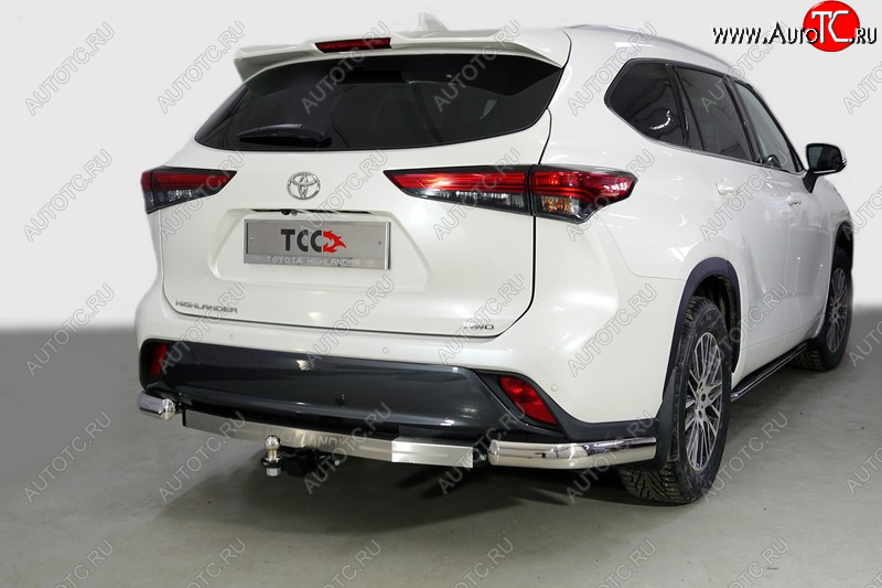 22 949 р. Защита задняя (уголки овальные 75х42 мм) ТСС Тюнинг  Toyota Highlander  XU70 (2020-2024) (уголки овальные)  с доставкой в г. Омск