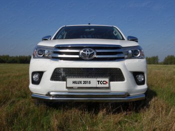 28 599 р. Защита передняя нижняя двойная 76,1*60,3 мм Тюнинг  Toyota Hilux Revo (2015-2018) Double Cab дорестайлинг (нержавейка)  с доставкой в г. Омск. Увеличить фотографию 1