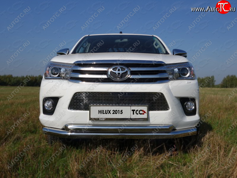 28 599 р. Защита передняя нижняя двойная 76,1*60,3 мм Тюнинг  Toyota Hilux Revo (2015-2018) Double Cab дорестайлинг (нержавейка)  с доставкой в г. Омск