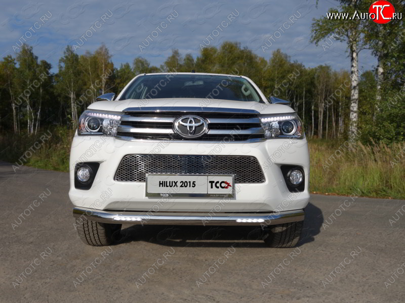 41 999 р. Защита переднего бампера нижняя с ДХО 76,1 мм ТСС Тюнинг  Toyota Hilux Revo (2015-2018) Double Cab дорестайлинг  с доставкой в г. Омск